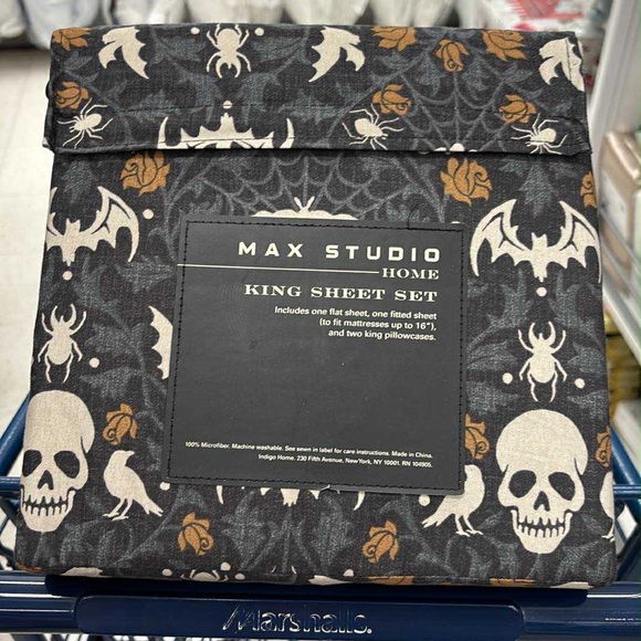 Max Studio Black and Orange Halloween King Sheet Set - Picture 1 of 1
